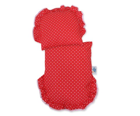 Wiklinowy wózek dla lalek pchacz biały z czerwoną pościelką i miękką wyściółką STELLA