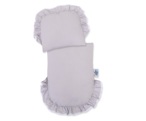 Wiklinowy wózek dla lalek pchacz biały z szarą pościelką i miękką wyściółką CHIARA