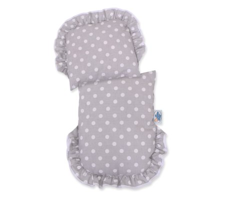 Wiklinowy wózek dla lalek pchacz biały z szarą pościelką i miękką wyściółką STELLA