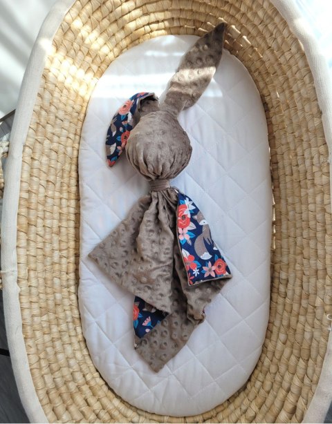 Zając przytulanka dwustronna - lisia rodzinka na niebieskim/braz