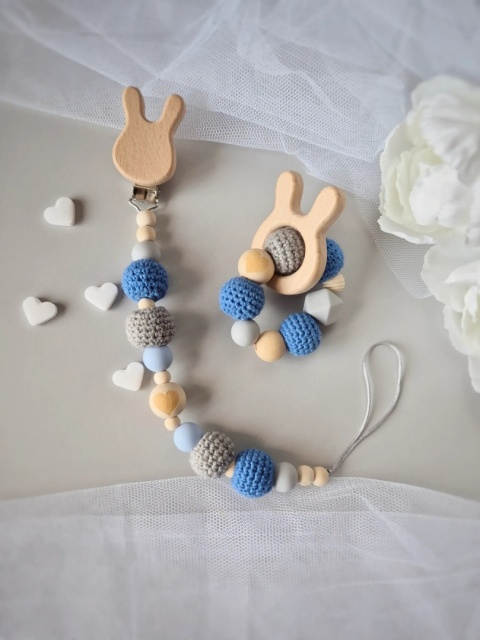 Zestaw dla maluszka – gryzak i zawieszka handmade