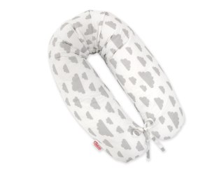 Bawełniana poszewka do poduszki ciążowej Longer - Chmurki szare