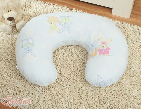 Poduszka rogal do karmienia fasolka + zdejmowana poszewka - wesołe zające niebieskie