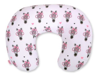 Poduszka rogal do karmienia fasolka + zdejmowana poszewka - zebra w różowych okularach