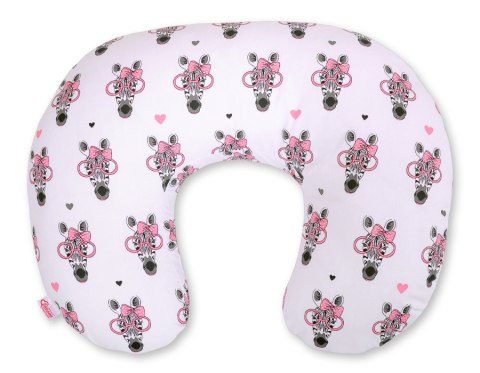 Poduszka rogal do karmienia fasolka + zdejmowana poszewka - zebra w różowych okularach