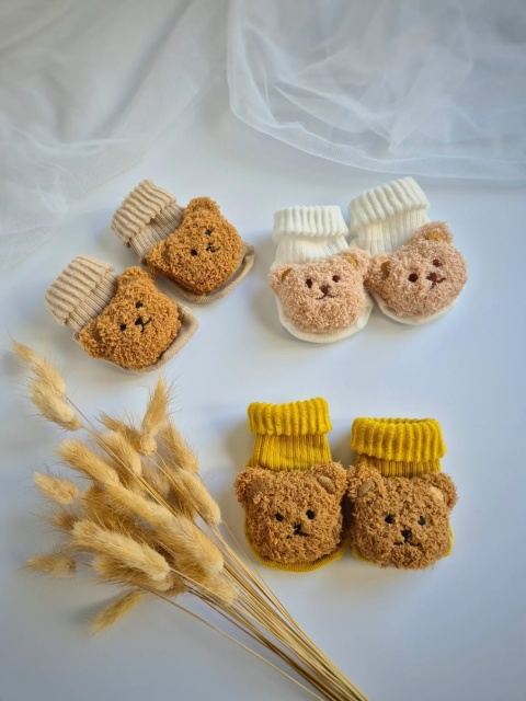 Skarpetki niemowlęce z misiami