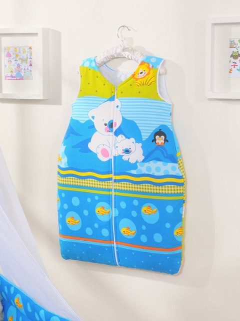 Śpiworek dla dzieci bawełniany M 6-12 mcy TOG 2.5 całoroczny miś polarny na niebieskim