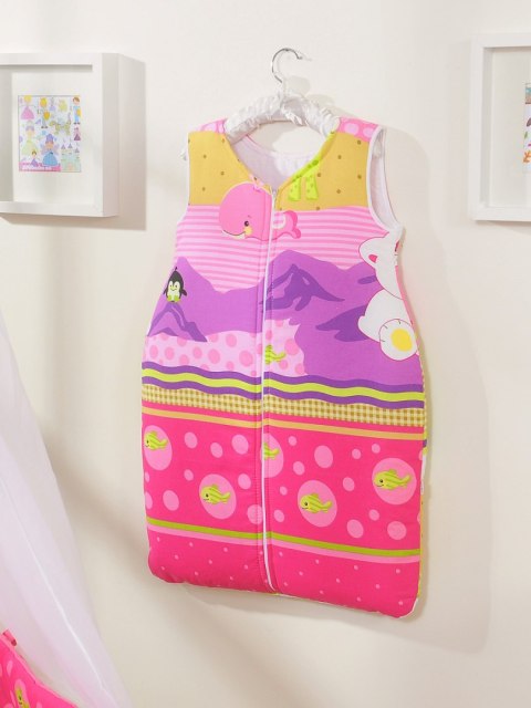 Śpiworek dla dzieci bawełniany M 6-12 mcy TOG 2.5 całoroczny miś polarny na różu