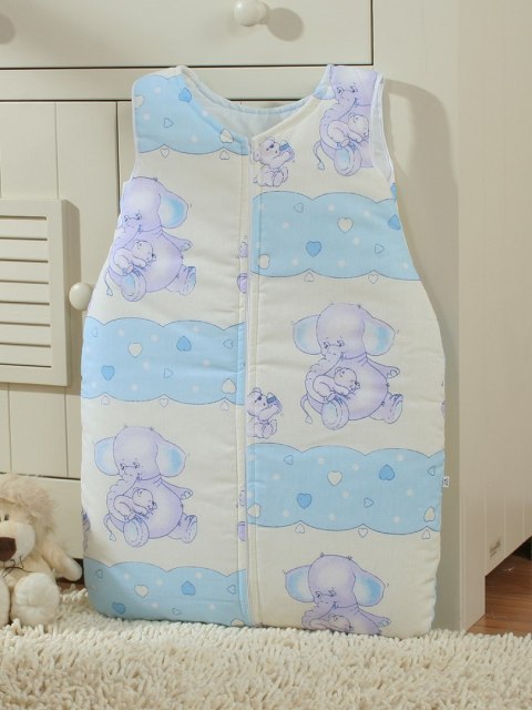 Śpiworek dla dzieci bawełniany M 6-12 mcy TOG 2.5 całoroczny niebieskie słoniki