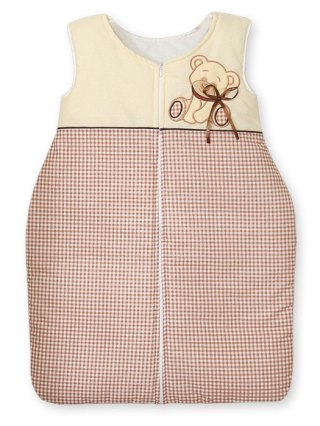 Śpiworek dla dzieci bawełniany M 6-12 mcy TOG 2.5 całoroczny ocieplany Miś z kokardką brązowy