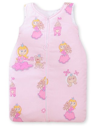 Śpiworek dla dzieci bawełniany M 6-12 mcy TOG 2.5 całoroczny ocieplany księżniczki różowe
