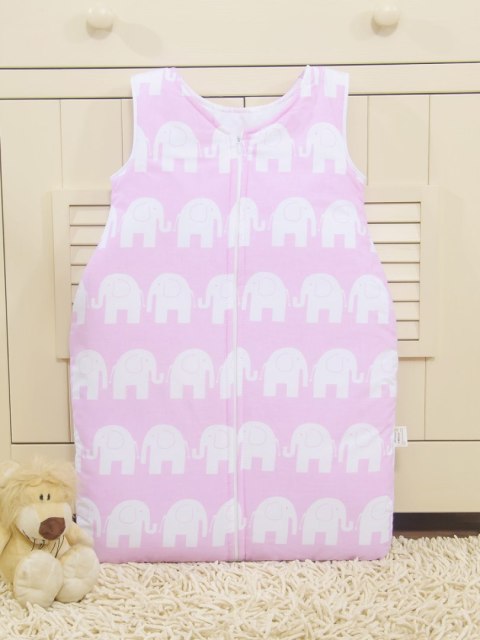 Śpiworek dla dzieci bawełniany M 6-12 mcy TOG 2.5 całoroczny ocieplany słonie różowe