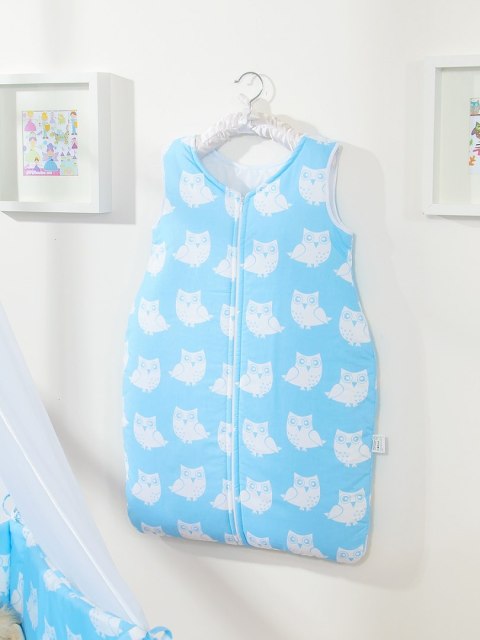 Śpiworek dla dzieci bawełniany M 6-12 mcy TOG 2.5 całoroczny ocieplany sowy niebieskie