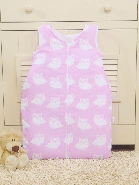 Śpiworek dla dzieci bawełniany M 6-12 mcy TOG 2.5 całoroczny ocieplany sowy różowe