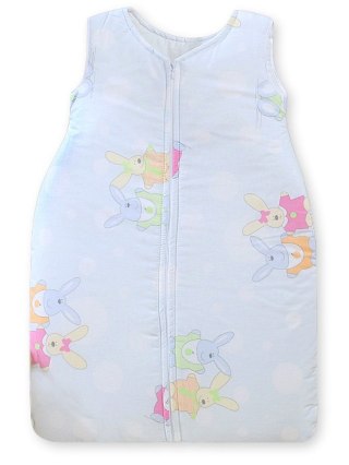 Śpiworek dla dzieci bawełniany M 6-12 mcy TOG 2.5 całoroczny zajączki na błękicie