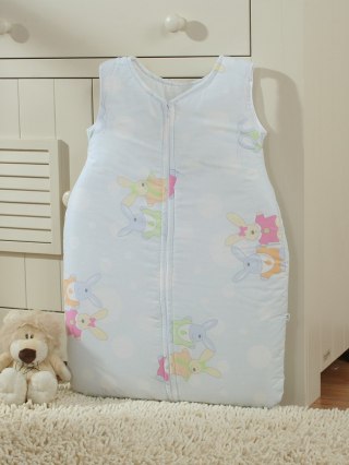 Śpiworek dla dzieci bawełniany M 6-12 mcy TOG 2.5 całoroczny zajączki na błękicie