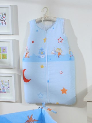 Śpiworek dla dzieci bawełniany M 6-12 mcy TOG 2.5 całoroczny zamek na niebieskim