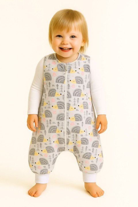 Śpiworek dla dzieci z nogawkami bawełniany ocieplany L 9-24 mcy TOG 2.5 - jeżyki szare