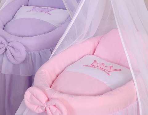 Wózek dla lalek Kosz Mojżesza dla lalek z baldachimem LITTLE PRINCESS fioletowy