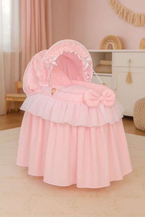 Wózek dla lalek Kosz Mojżesza dla lalek z budką LITTLE PRINCESS różowy