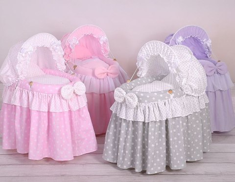 Wózek dla lalek Kosz Mojżesza dla lalek z budką LAURA szary