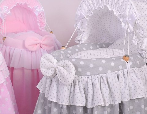 Wózek dla lalek Kosz Mojżesza dla lalek z budką LAURA szary