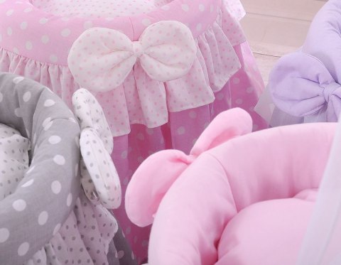 Wózek dla lalek Kosz Mojżesza dla lalek z budką LAURA szary