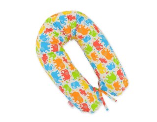 Poduszka ciążowa Longer dla kobiet w ciąży do spania + zdejmowana poszewka - Kolorowe słonie