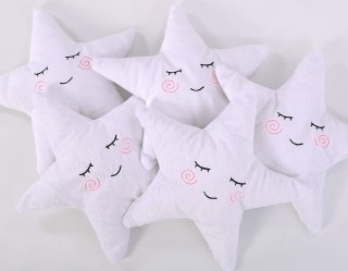 Poduszka przytulanka z minky Little STAR z grzechotką- biała