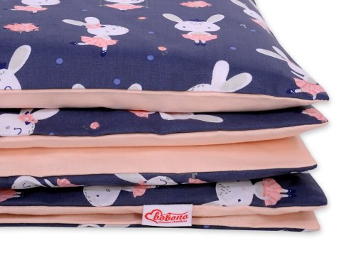 Dwustronna pościel dla dzieci 2-częściowa bawełniana 140x200 Junior - króliczki baletnice granatowe Dwustronna pościel dla dzieci 2-częściowa bawełniana 140x200 Junior - króliczki baletnice granatowe