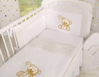 Komplet pościeli dla dzieci 135x100cm z ochraniaczem 3-cz Miś z kokardką biały