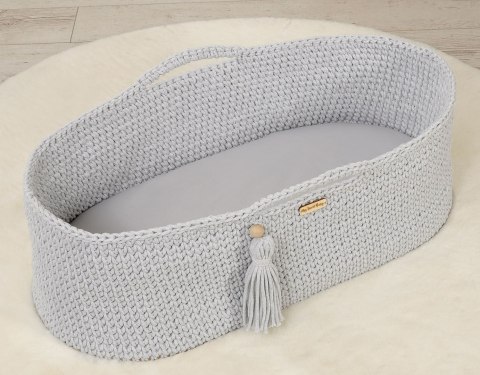 Prześcieradło bawełniane do kosza Mojżesza Boho wózka gondoli 75x35 cm - szare Prześcieradło bawełniane do kosza Mojżesza Boho wózka gondoli 75x35 cm - szare