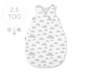 Śpiworek niemowlęcy całoroczny ocieplany 75 cm- chmurki szare/szary