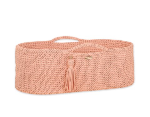 Kosz Mojżesza BOHO bawełniany Handmade z materacykiem - brzoskwiniowy